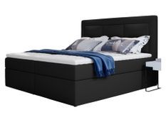 Lit continental simili cuir noir Balore