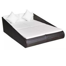 Lit de jardin résine tressée marron et polyester blanc Imia 2