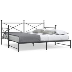 Lit de jour avec gigogne sans matelas noir 100x200 cm acier