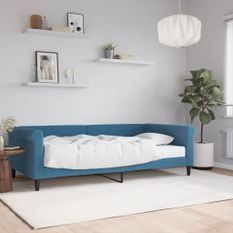 Lit de jour avec matelas bleu 100x200 cm velours