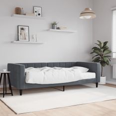 Lit de jour avec matelas gris foncé 90x200 cm velours