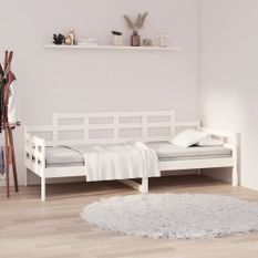 Lit de jour blanc bois de pin massif 90x200 cm