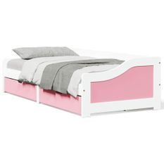 Lit de jour et 2 tiroirs sans matelas IRUN blanc rose 90x200 cm