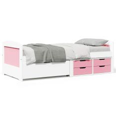 Lit de jour et 5 tiroirs sans matelas IRUN blanc rose 90x200 cm