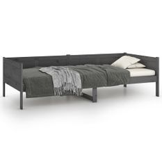 Lit de jour Gris Bois massif de pin 90x200 cm