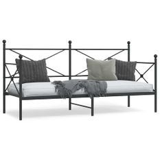 Lit de jour sans matelas noir 75x190 cm acier