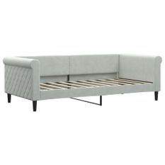 Lit de repos gris clair 90x190 cm velours