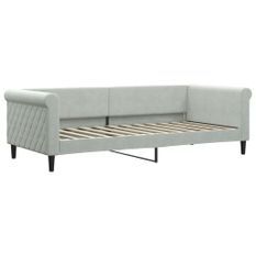 Lit de repos gris clair 90x200 cm velours