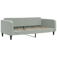 Lit de repos gris clair 90x200 cm velours