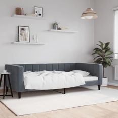Lit de repos gris foncé 100x200 cm velours