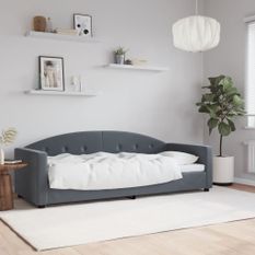 Lit de repos gris foncé 80x200 cm velours