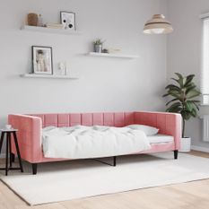 Lit de repos rose 100x200 cm velours