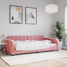 Lit de repos rose 100x200 cm velours