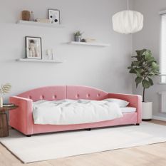 Lit de repos rose 90x200 cm velours