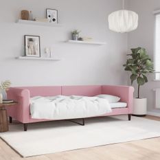 Lit de repos rose 90x200 cm velours