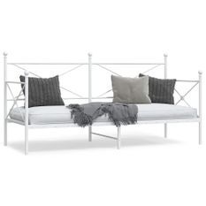 Lit de repos sans matelas blanc 90x190 cm acier