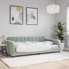 Lit de repos sans matelas gris clair 100x200 cm velours