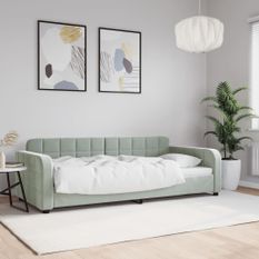 Lit de repos sans matelas gris clair 90x200 cm velours