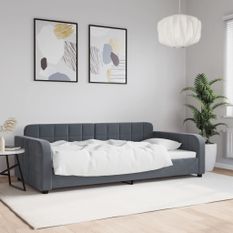 Lit de repos sans matelas gris foncé 100x200 cm velours