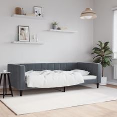 Lit de repos sans matelas gris foncé 90x200 cm velours