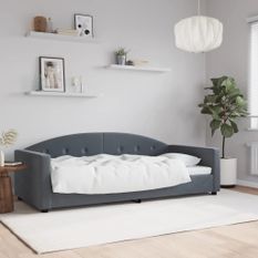 Lit de repos sans matelas gris foncé 90x200 cm velours