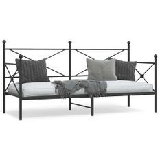 Lit de repos sans matelas noir 80x200 cm acier