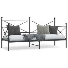 Lit de repos sans matelas noir 90x190 cm acier