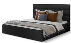 Lit design simili cuir noir Klarina