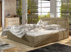 Lit double avec sommier Berlino - Tissu rembourré