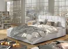 Lit double avec sommier Kanda – Simili cuir capitonné