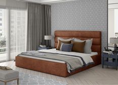 Lit double avec sommier Klarina - Tissu rembourré