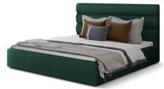 Lit double avec sommier Klarina - Velours rembourré