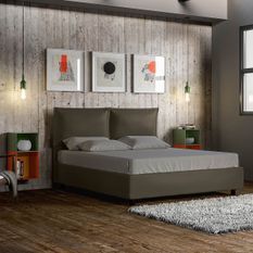 Lit double similicuir gris Rosa 160x190 cm