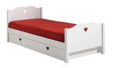 Lit enfant AMORI 90x200 – Blanc laqué & détails cœur
