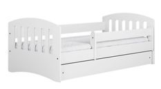 Lit enfant avec barrière de sécurité amovible blanc Klaky