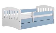 Lit enfant avec barrière de sécurité amovible bleu Klaky