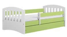 Lit enfant avec barrière de sécurité amovible vert Klaky