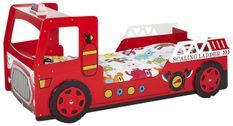 Lit enfant camion de pompier 90x200 cm avec LED – Sommier inclus