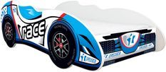 Lit enfant voiture F1 Race bleu 70x140 cm - Sommier et matelas inclus