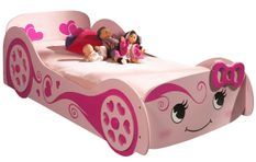 Lit enfant voiture LOVE 90x200 cm rose – Sommier inclus