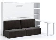 Lit escamotable 140x200 canapé etagere bureau Prolok Haut de gamme
