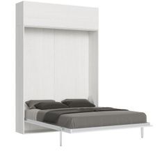Lit escamotable 160x190 cm avec 1 meuble haut bois blanc kanto