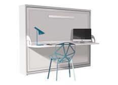 Lit escamotable avec bureau 90x190 chêne blanchi P 35 Kinoa