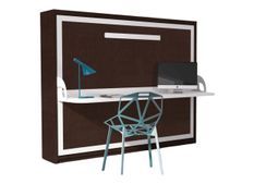 Lit escamotable avec bureau 90x200 chocolat P 35 Kinoa