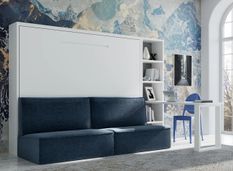 Lit escamotable horizontal 140x190 avec canapé tissu Logia