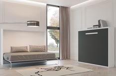 Lit escamotable horizontal 90x180 cm Optima - Poignée moderne acier large