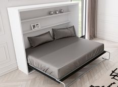 Lit escamotable horizontal 90x200 cm avec étagères intérieures Rankar