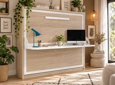 Lit escamotable horizontal avec bureau BONA - Ouverture automatique assistée - Version renforcée