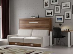 Lit escamotable horizontal avec canapé et rangement VETAL