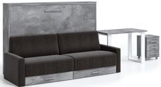Lit escamotable horizontal avec tiroirs et canapé Berka 140x190